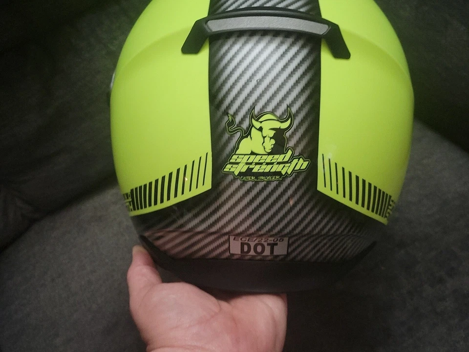 SPEED & STRENGTH SS1700 HiViz Modular Motorcycle Helmet Small S Used one time - Image 3 of 4