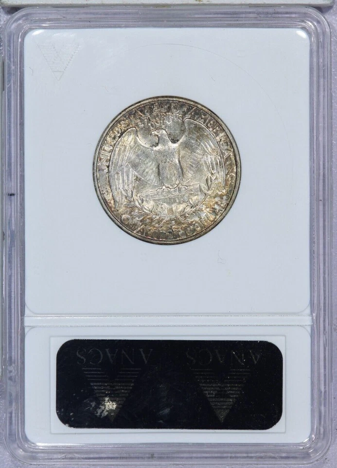1932-S Washington Quarter 25c ANACS MS61 Old Holder - Handsomely Toned! - Image 2 of 2