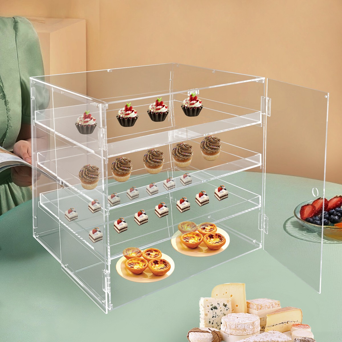 Pastry Display Case 3 Tier Clear Acrylic Countertop Bakery Display pastry-display-case-3-tier-clear-acrylic-countertop-bakery-display