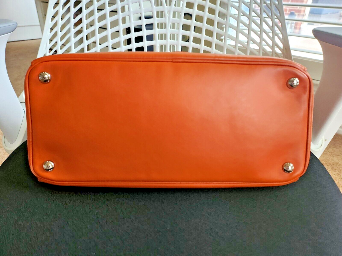 PRADA Galleria Orange Leather Tote Bag | eBay