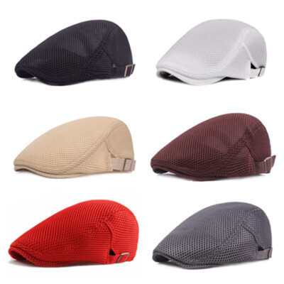 Herren Schiebermütze Barett Gatsby Cabbie Kappe Mesh Flatcap hut Sommermütze |