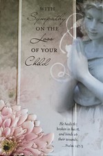 'With Sympathy on the Loss of Your Child w Psalm 147:3' sympathy greeting card