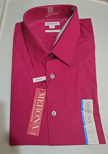 Merona Men's Slim Fit Dress Shirt, Size 