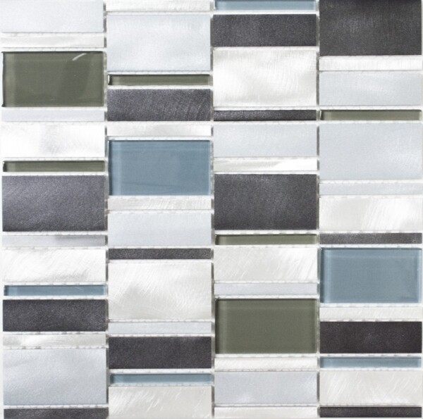 Mosaik RüCkwand Aluminium Transluzent Kombi Alu Glasmosaik Crystal Braun ...-image