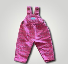 Vtg OshKosh Pink Floral Overalls Girls Size 12 Mo Made In USA