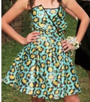 betsey johnson leopard sequin dress NWT $480 Betsey Johnson Leopard Sequin Strapless Mini Dress Size 2 / XS /  Small