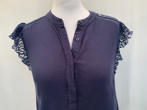H&M Women's Blue Lace Top Size 40 EUR 12 UK T-Shirt - Picture 2 of 6