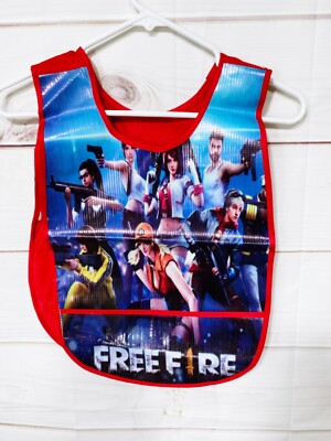 Free Fire Videogame Kids Boys Red Vinyl Apron Cooking Crafts Handmade Mandil