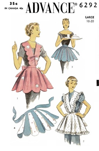 Scalloped APRON w Gored Skirt RARE Advance 6292 Vtg 1952 Craft Sewing Pattern - Picture 14 of 17