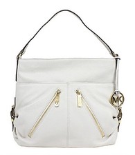 NEW MICHAEL KORS PORTLAND VANILLA WHITE SOFT LEATHER,GOLD LOGO,TZ,SHOULDER BAG