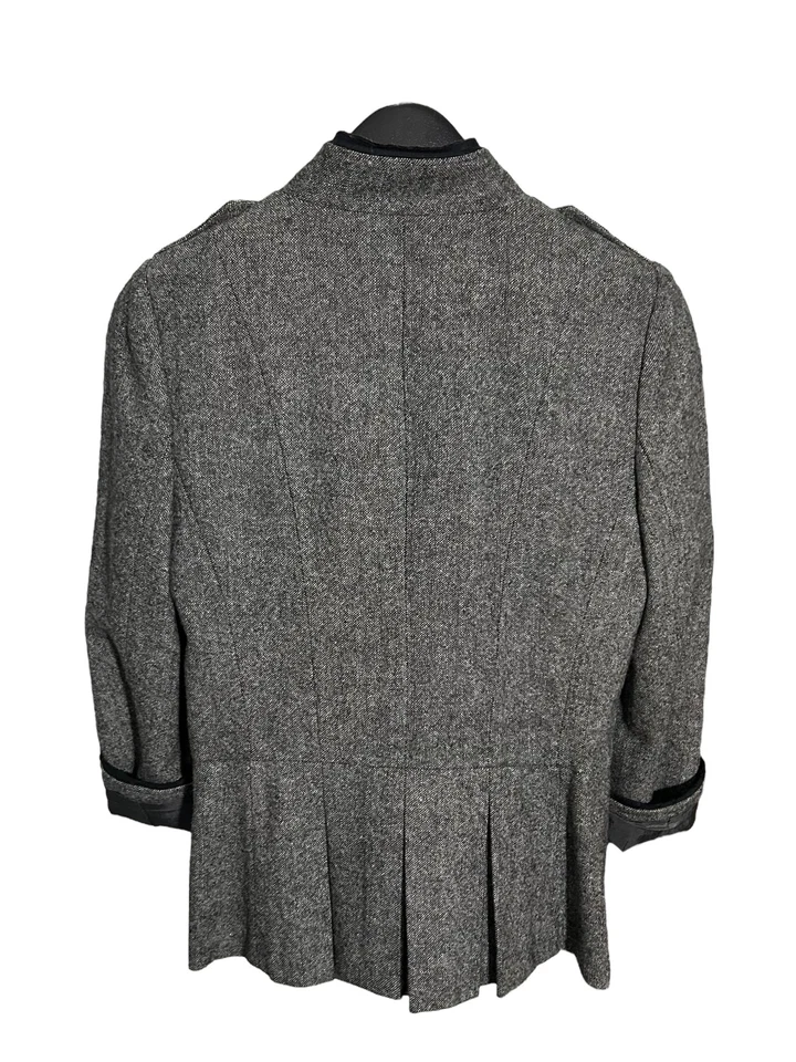 Chaqueta Blazer LOFT Mujer 2 Mezcla de Lana Gris Tweed Botón Delantero Manga 3/4 Forrada Foto 3 de 4