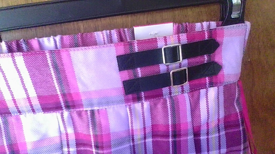 NUEVO CON ETIQUETAS Falda Plisada Justice Talla S 7/8 con Pantalones Cortos Incorporados Púrpura/Rosa Cuadros Elásticos Foto 3 de 4