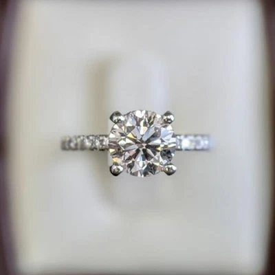 IGI Certified Lab Grown Diamond Engagement Ring 3.30 Ct Round Cut 18K White Gold - Image 1 of 4