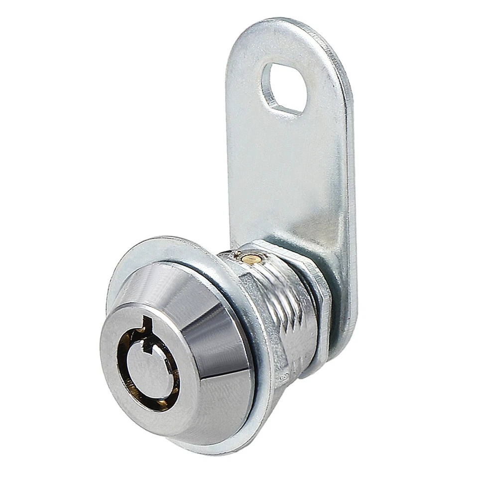 5/8" Cylinder Zinc Alloy Chrome Finish Tubular Cam Lock w Key, Keyed Alike Foto 2 de 4