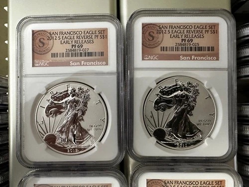 2012 S .999 American Silver Eagle NGC PR69 REVERSE PROOF San Francisco Early RE