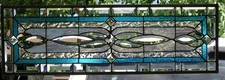 Stained Glass Transom window HANGING PANEL 34 X 12 incl hooks