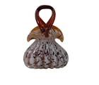 Handblown Art Glass VINTAGE Brown & White Purse, Murano Style, 8"Hx7.5"W