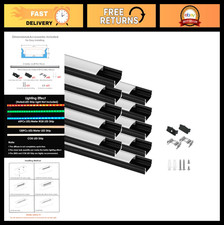 10-Pack 6.6FT Black LED Aluminum Channel Profile for Strip Lights - Diffuser Hou
