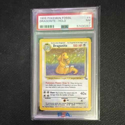 Pokemon Dragonite 4/62 Fossil Holo Rare Unlimited 1999 PSA 7 English