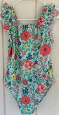 Wonder Nation Girls Floral One Piece Swimsuit Blue Pink Yellow Green LG 1012Plus