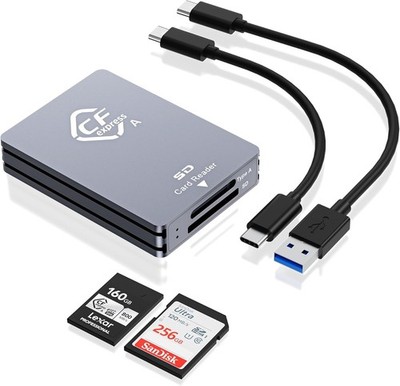 CFexpress Type A/SD Dual Slot Card Reader USB-C, 10Gbps USB 3.2 Gen 2, Compatibl
