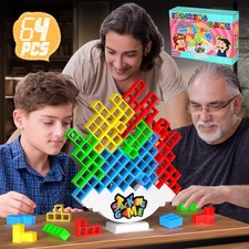 64PCS Stack Game for Adult & Kids, Tetra Board Tower