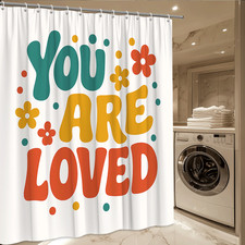 Colorful You Are Loved Shower Curtain, Fun Floral Design