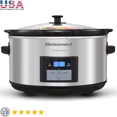 8.5QT Programmable Slow Cooker W/ Oval Stoneware Pot & Keep Warm Function New