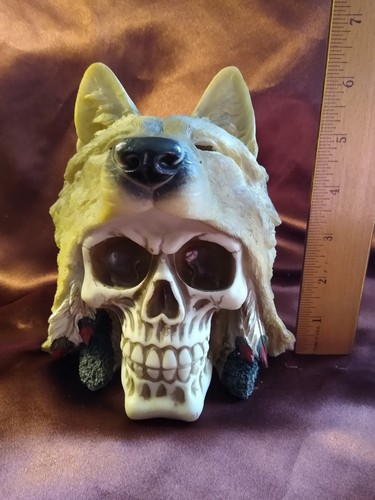 Indian Koitsenko Warrior Chief Lone Wolf Skull Statue Gothic Figurine Halloween - Picture 14 of 14