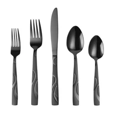 Black Silverware Set 30 Pieces Stainless Steel Flatware Utensils Cutlery Service