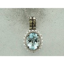Le Vian Necklace Aquamarine Pendant in 14K White Gold 1/2 cts