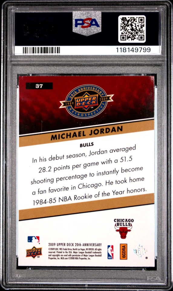 2009 Upper Deck 20th Anniversary Michael Jordan #37 20th Anniversary PSA 9 Bulls - Image 2 of 2