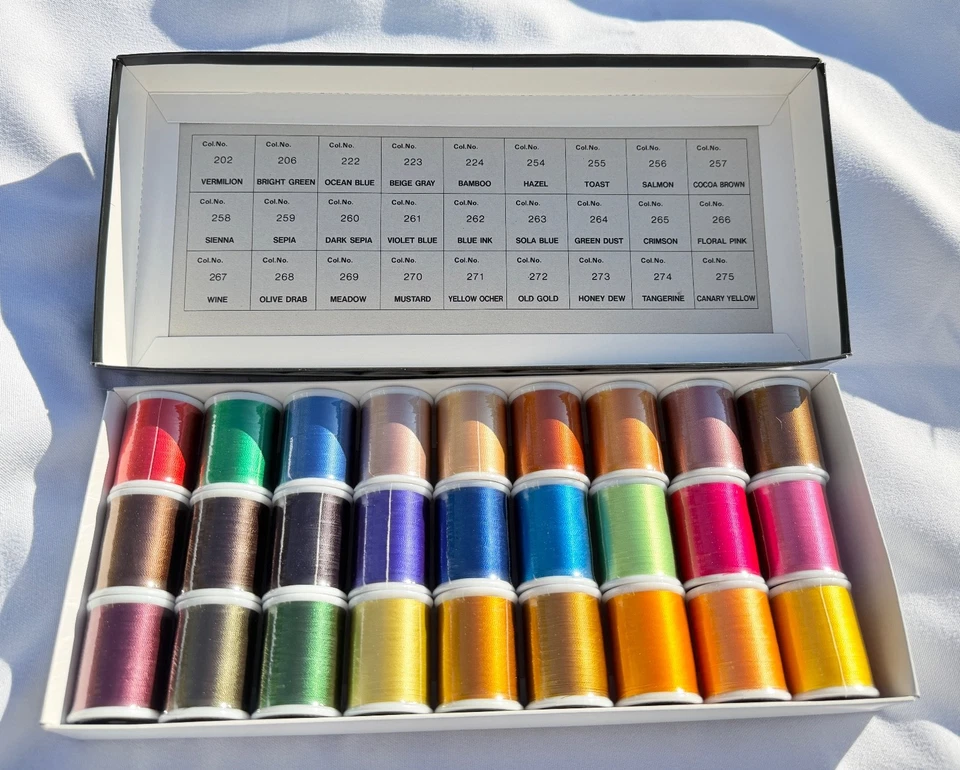 Janome Embroidery Thread Spools Boxes No 1,2,3 Japan Vintage Complete-Never Used - Image 4 of 4