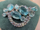 Vintage Aqua Marine Silver Tone Brooch Possible Eisenberg