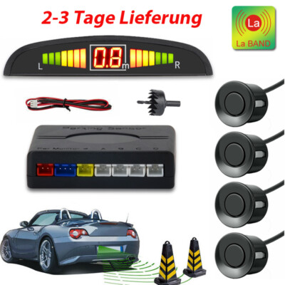 Universal PDC Rückfahrwarner Parkhilfe Einparkhilfe mit 4 -Sensoren in Schwarz