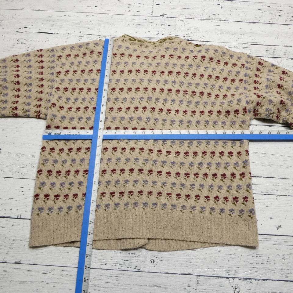Vintage Woolrich Cardigan Sweater Womens L Beige Wool Silk Button Up Embroidered - Image 4 of 4