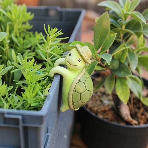 Cute Climbing Tortoise Flower Pot Hugger Figurines Resin Hanging Turtle Stat _ke - Afbeelding 4 van 12