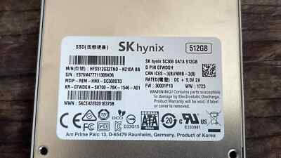 SK Hynix SC308 512GB 07WDGH SATA SSD HFS512G32TND -N210A BB. Mint condition.
