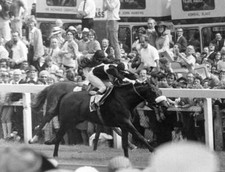 Geoff Lewis on Mill Reef winning The Derby from Linden Tree at Epsom Old Photo