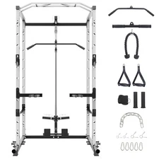 Power Cage W/LAT Pulldown Multi-Functional Power Rack W/Cable Pulley System