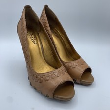 Vintage Y2K Zodiac USA Secret Wedges Womens 7.5 Heels Leather Peep Toes Boho
