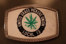 Vintage ORIGINAL 70s 1970's United Grass Pickers Union Local 13 Belt Buckle Weed