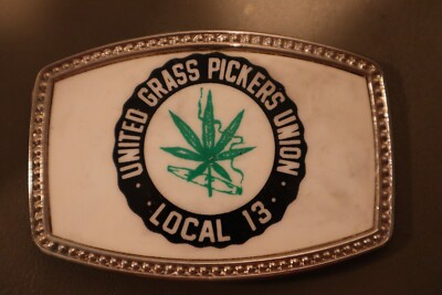 #ad #ad Vintage ORIGINAL 70s 1970#x27;s United Grass Pickers Union Local 13 Belt Buckle Weed $19.99