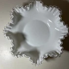 VTG Fenton Silver Crest Large Centerpiece Bowl Ruffled Edge Milk Glass  11.5"