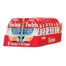 Inaba Twins 1.23 oz Serving, 16 Servings, Tuna & Chicken with Scallop