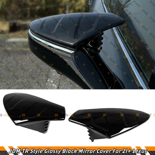 FOR 19-24 LEXUS IS ES RC LS LC UX GLOSS BLACK JDM TR STYLE MIRROR COVER CAPS