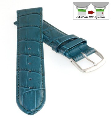 Easy-Klick Alligator Uhrenarmband Modell Genf-71S XL-extralang aquamarine 18 mm