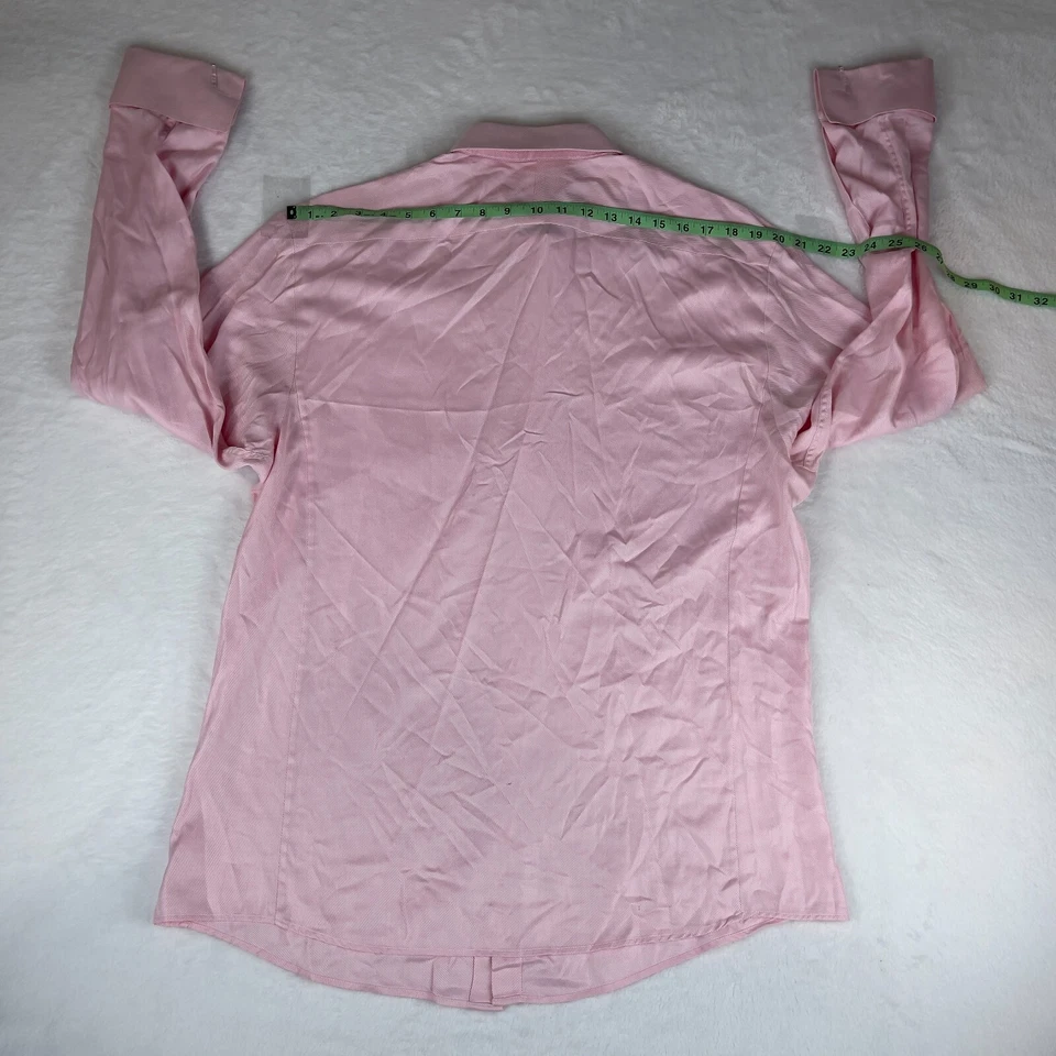 Thomas Pink Dress Shirt Men's 17 Pink Casual Long Sleeve Slim Fit Button Up - Image 4 of 4