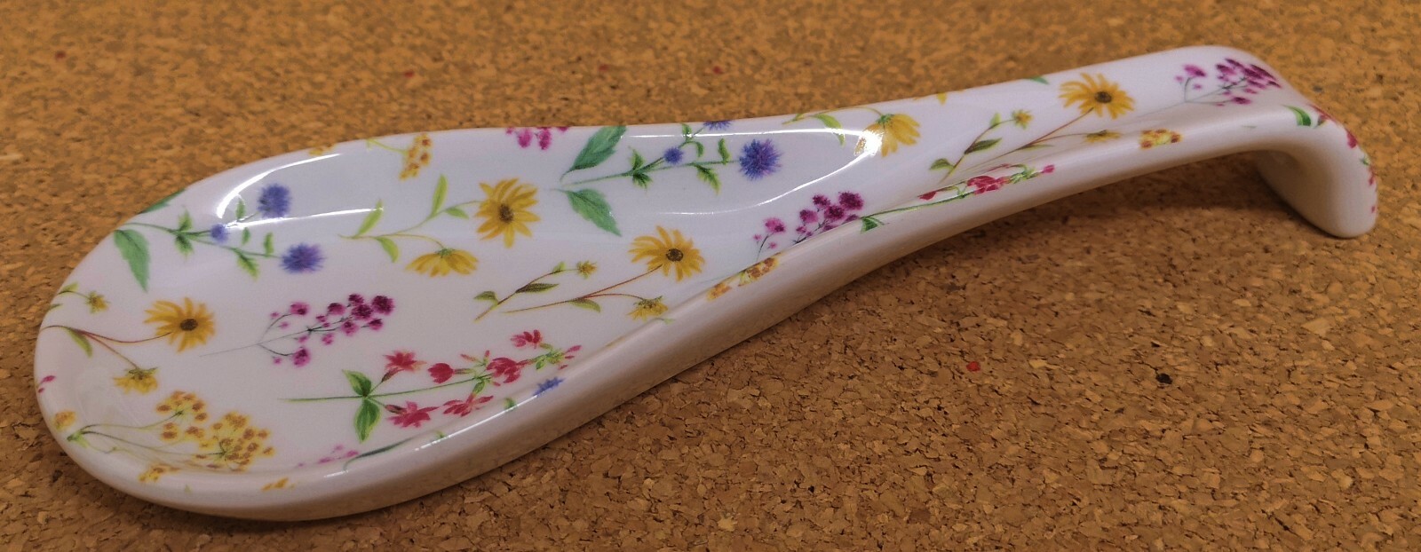 Meadow Flowers Spoon Rest Medium Size 22cm 8.5"" Porcelain Ceramic Bright Floral
