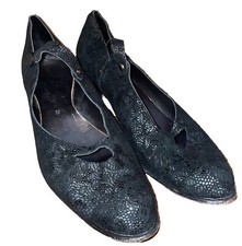 CYDWOQ VINTAGE Calamity black patterned leather heels shoes size 39.5
